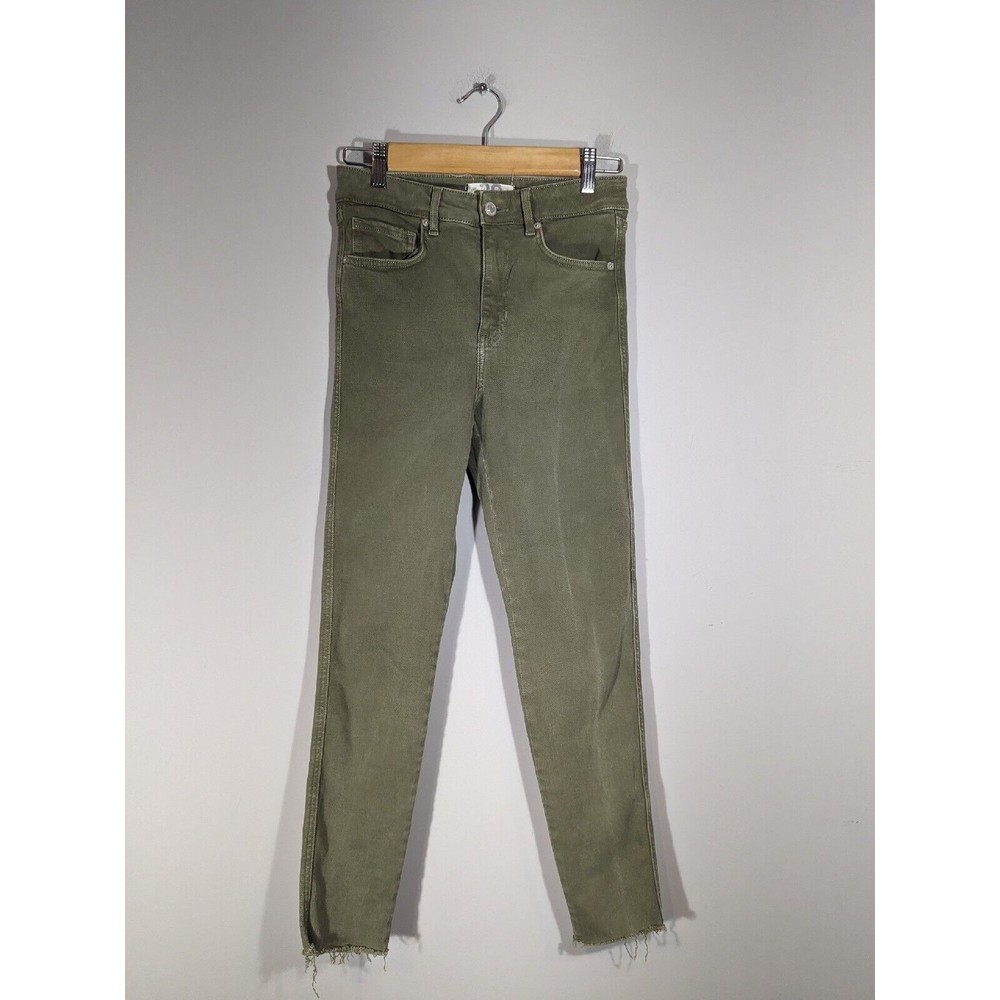 Free People Womens Green Raw Hem Skinny Jeans Sz 28 Forest Festival Streetwear